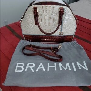 Brahmin Cream and Brown Satchel